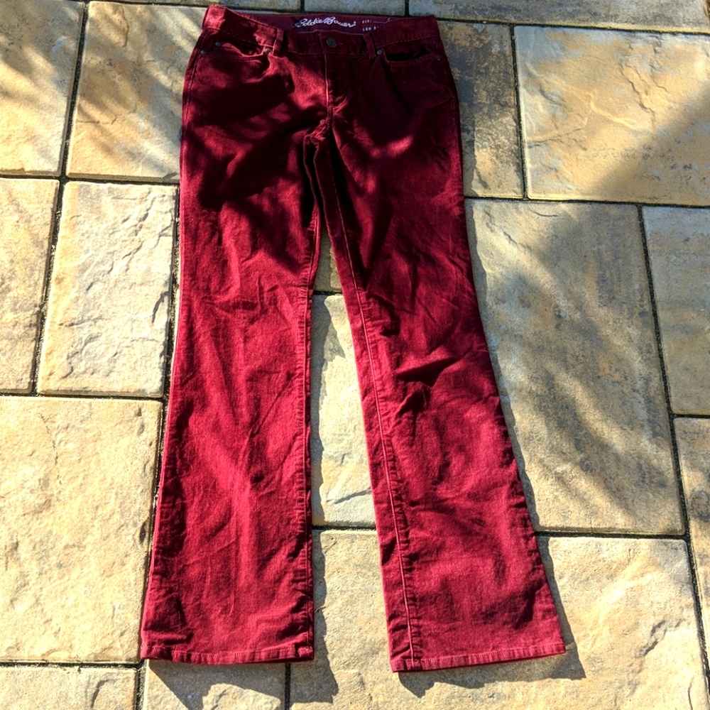 Eddie Bauer maroon cord pants cotton 4